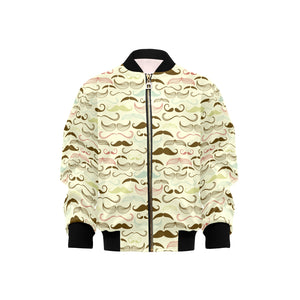 Mustache Beard Pattern Print Design 01 Kids' Boys' Girls' Bomber Jacket