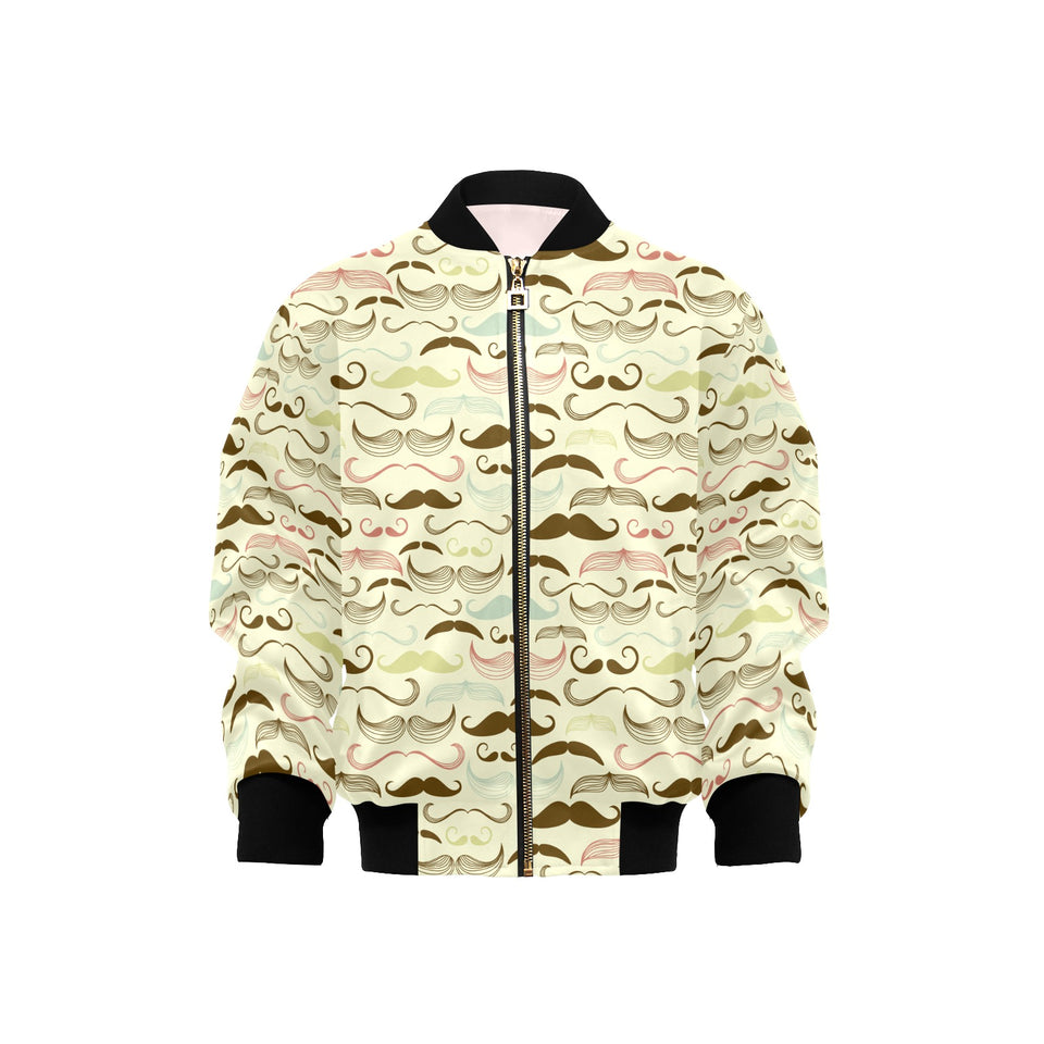 Mustache Beard Pattern Print Design 01 Kids' Boys' Girls' Bomber Jacket