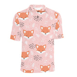 Cute fox pattern pink background Men's All Over Print Polo Shirt