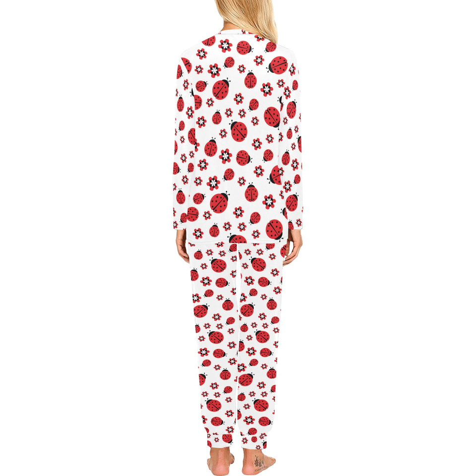 Ladybug Pattern Print Design 04 Women's All Over Print Pajama Set