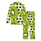 kiwi black dot background Women's Long Pajama Set