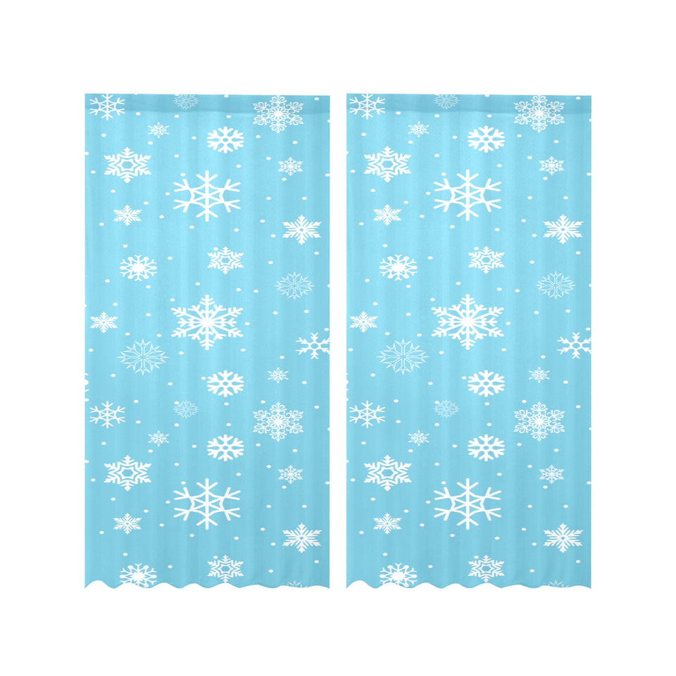 Snowflake pattern blue background Gauze Curtain