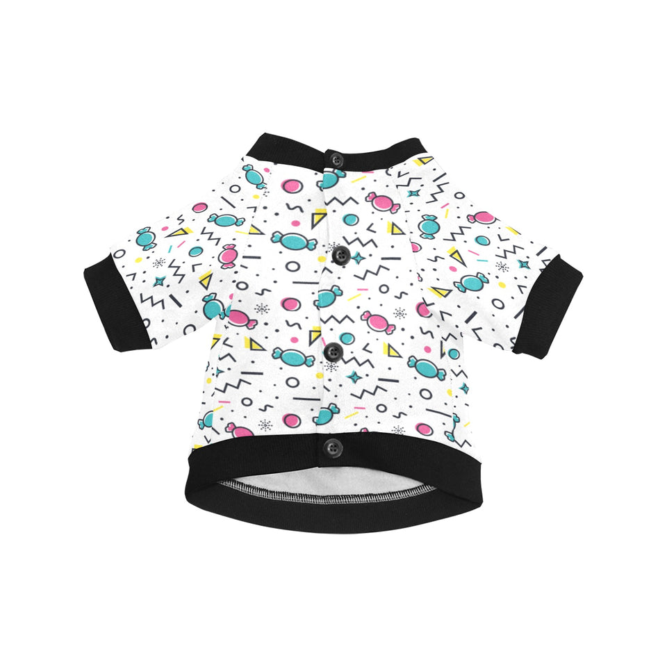 Candy design pattern All Over Print Pet Dog Round Neck Fuzzy Shirt