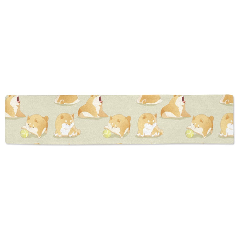 Cute fat shiba inu dog pattern Table Runner