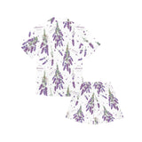 lavender flower design pattern Kids' Boys' Girls' V-Neck Short Pajama Set