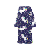 Hand drawn cute unicorn star planet Blanket Robe with Sleeves
