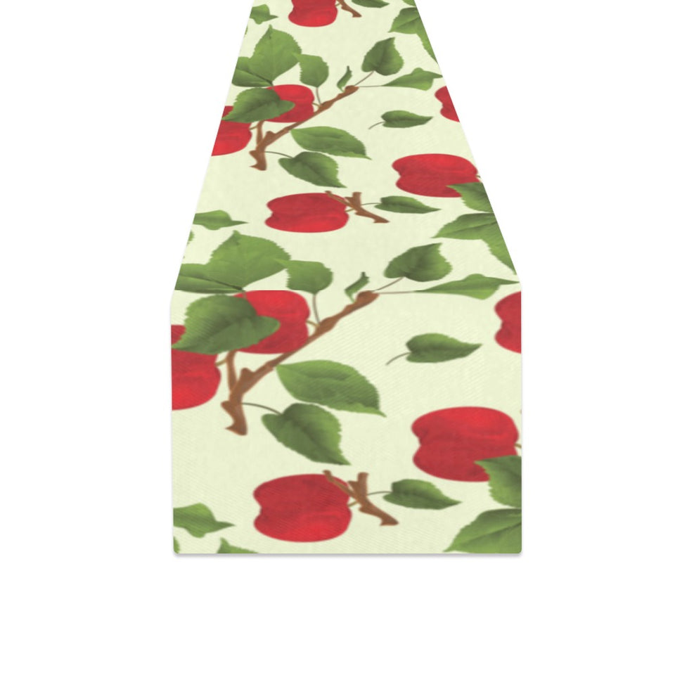 Red apples leaves pattern Table Runner