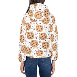 chocolate chip cookie pattern Women's Padded Hooded Jacket