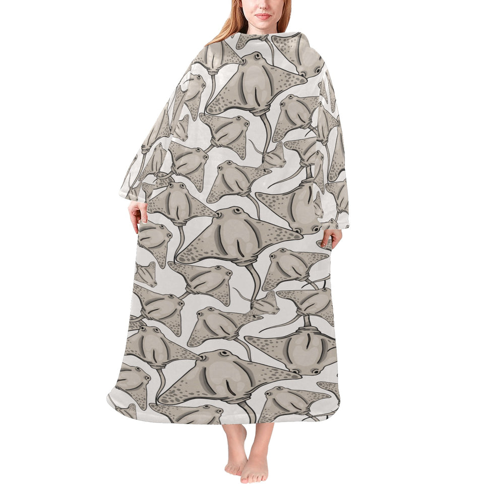 Stingray Pattern Print Design 05 Blanket Robe with Sleeves