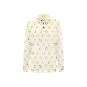Horseshoes Pattern Print Design 02 Women's Long Sleeve Polo Shirt
