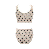Ostrich Pattern Print Design 05 Chest Bowknot High Waisted Bikini Swimsuit