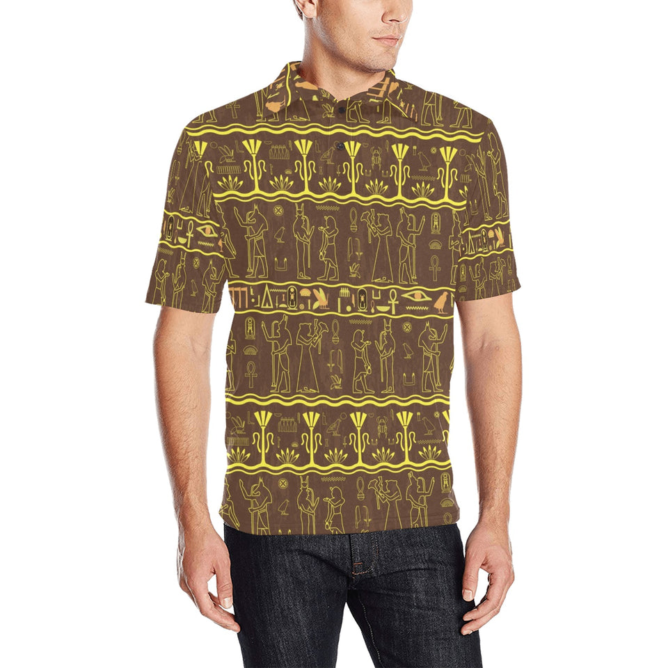 Egypt Hieroglyphics Pattern Print Design 03 Men's All Over Print Polo Shirt