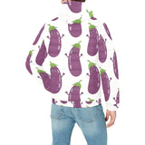 Eggplant Pattern Print Design 01 Men's Padded Hooded Jacket