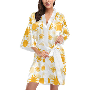 Sun design pattern Women's Short Kimono Robe