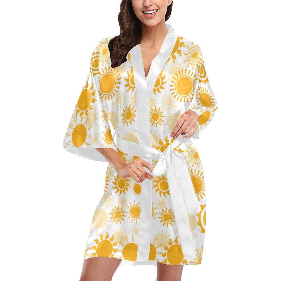 Sun design pattern Women's Short Kimono Robe