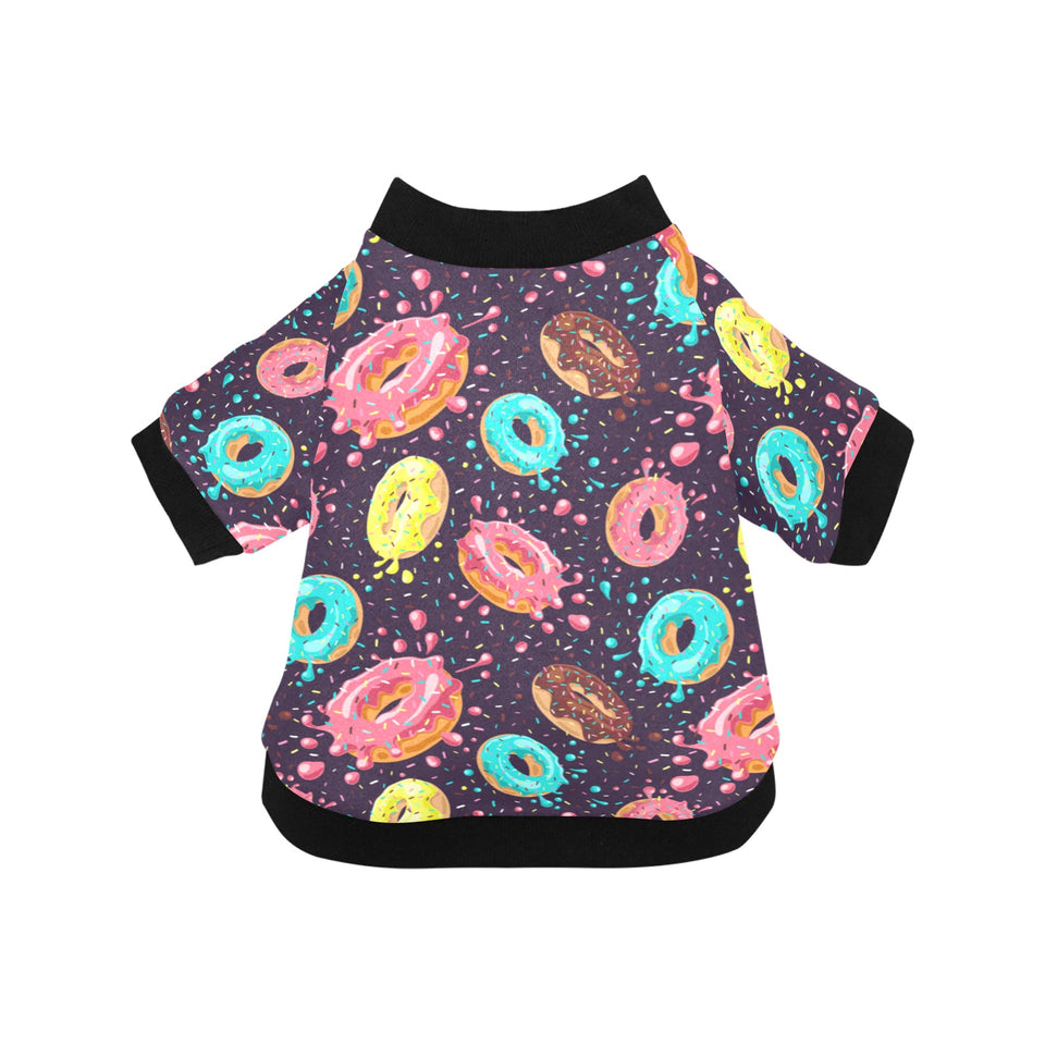 Colorful donut glaze pattern All Over Print Pet Dog Round Neck Fuzzy Shirt