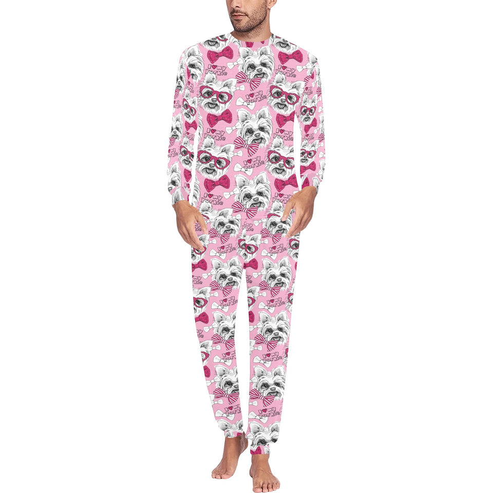 Yorkshire Terrier Pattern Print Design 03 Men's All Over Print Pajama