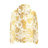 Gold grape pattern Men's Padded Hooded Jacket