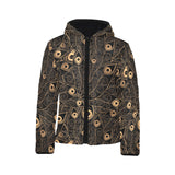 Gold peacock feather pattern Kids' Boys' Girls' Padded Hooded Jacket