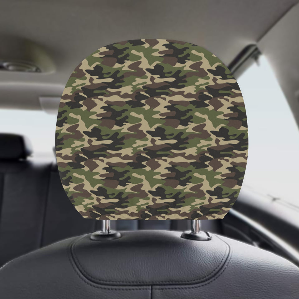 Dark Green camouflage pattern Car Headrest Cover