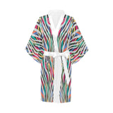 Colorful zebra skin pattern Women's Short Kimono Robe