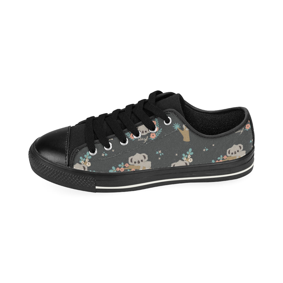 Cute koala pattern Men's Low Top Canvas Shoes Black