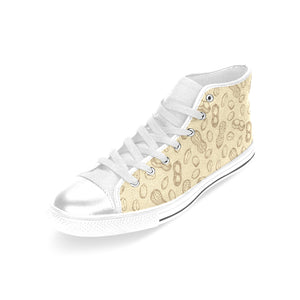 hand drawn peanuts pattern Women's High Top Canvas Shoes White