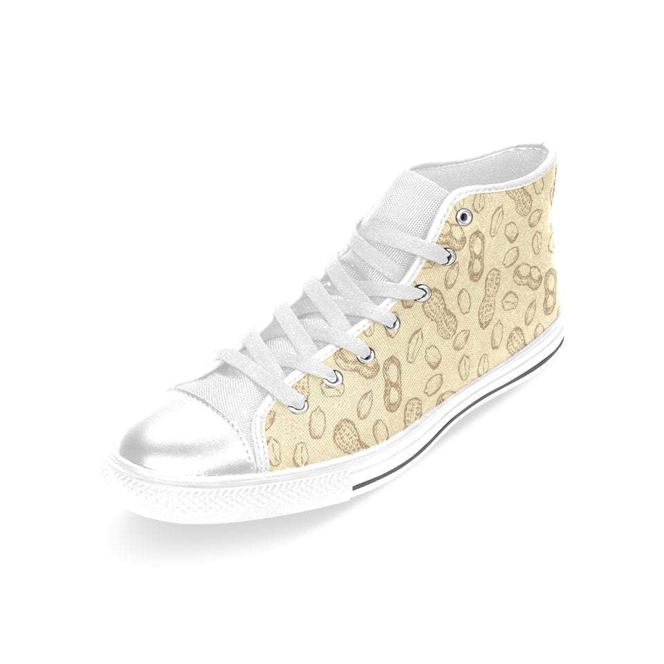 hand drawn peanuts pattern Women's High Top Canvas Shoes White