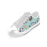 Cute baby panda pattern Men's Low Top Canvas Shoes White
