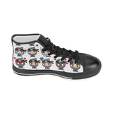 Cute ninja design pattern Women's High Top Canvas Shoes Black