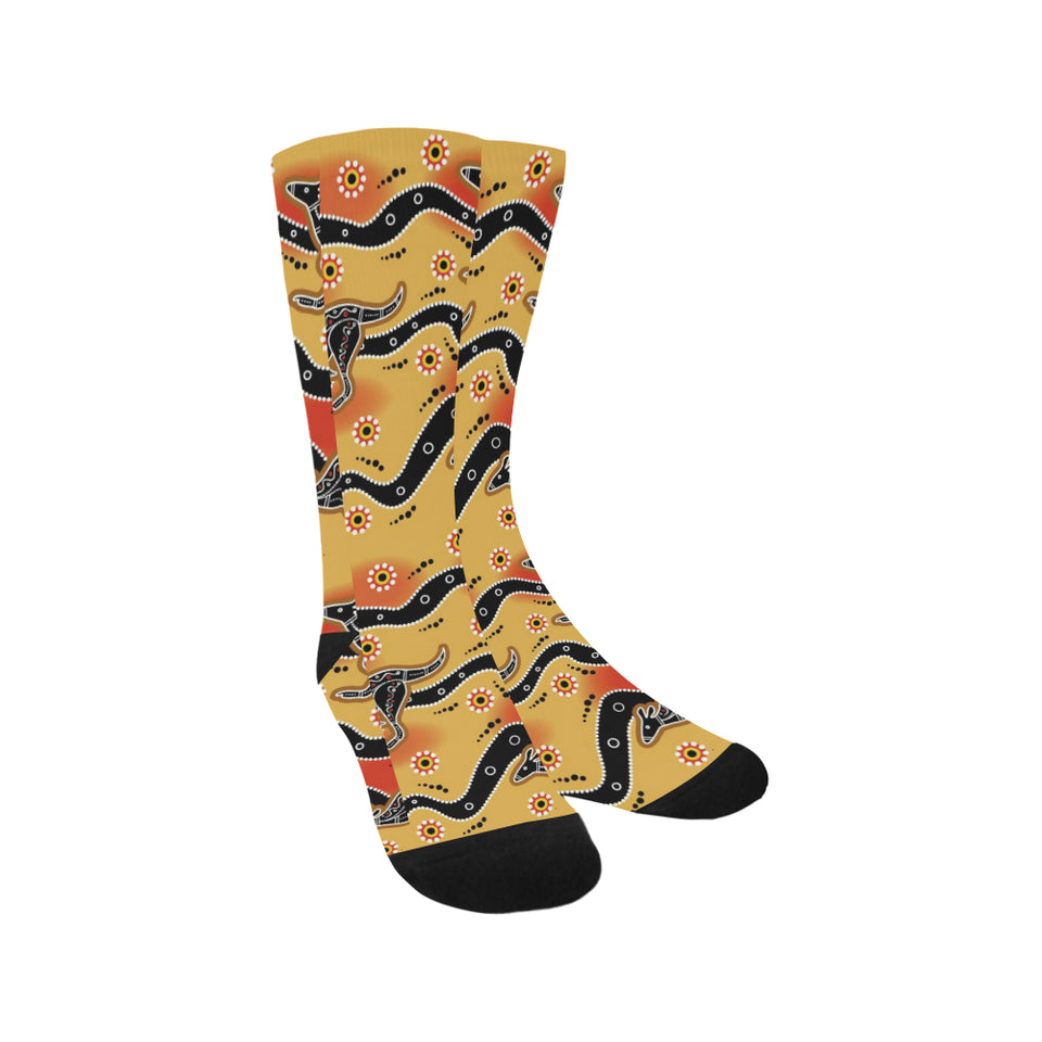 Kangaroo Australian aboriginal art pattern Crew Socks