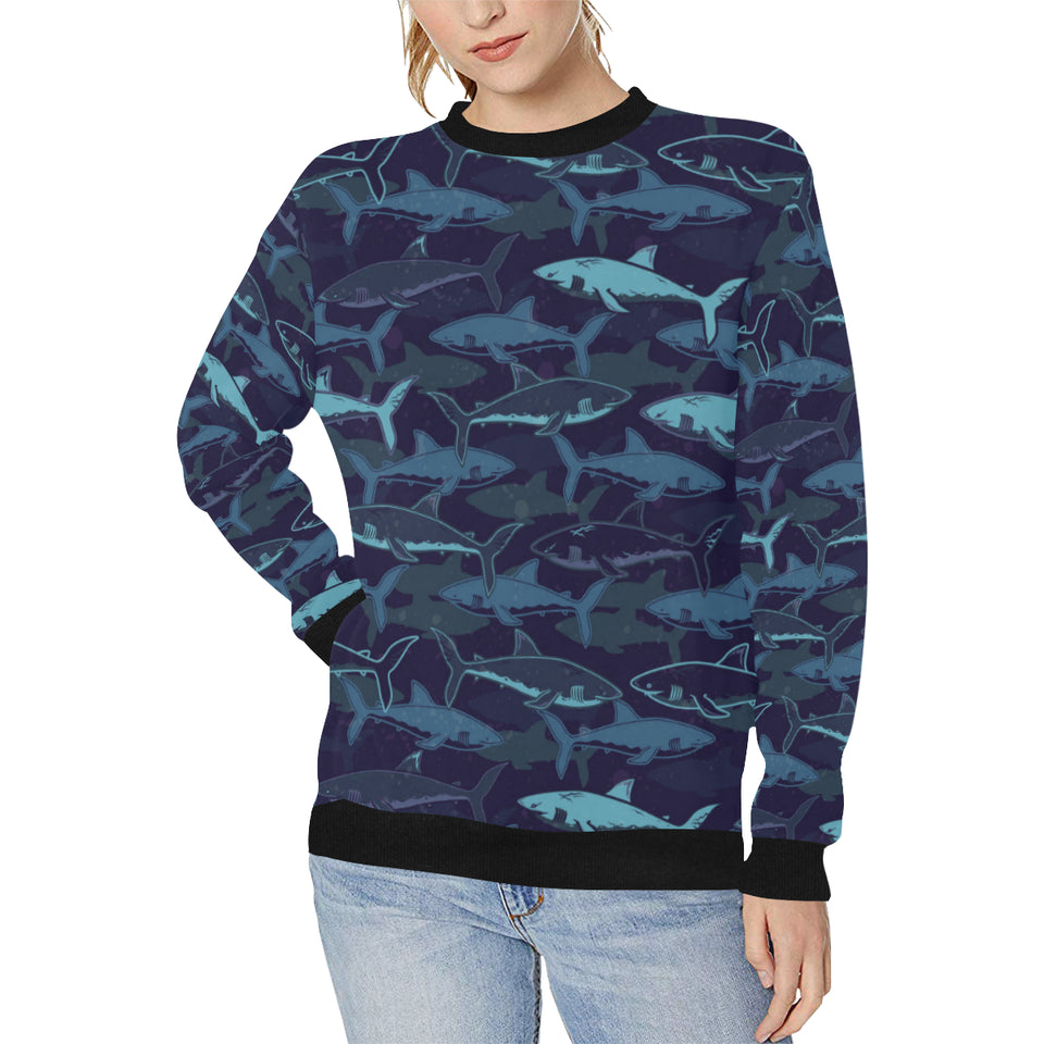 Shark pattern Women's Crew Neck Sweatshirt