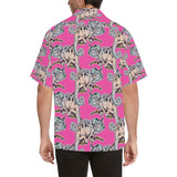 Chameleon lizard pattern pink background Men's All Over Print Hawaiian Shirt