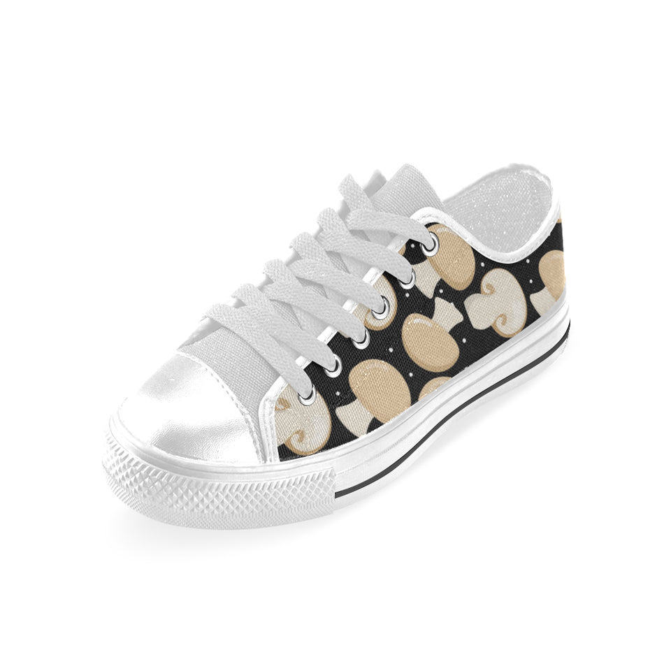 Champignon mushroom pattern Men's Low Top Canvas Shoes White