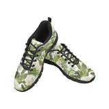 White orchid flower tropical leaves pattern Women's Sneaker Shoes