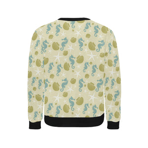 Seahorse shell starfish pattern background Men's Crew Neck Sweatshirt