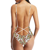 Red tulips and daffodils pattern Women's One-Piece Swimsuit