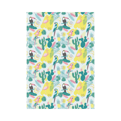 Cute parrot toucan flamingo cactus exotic leaves p House Flag Garden Flag