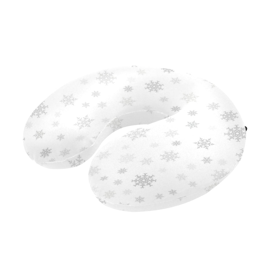Snowflake pattern white background U-Shaped Travel Neck Pillow