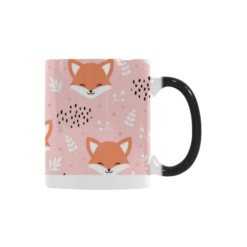 Cute fox pattern pink background Morphing Mug Heat Changing Mug