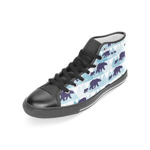 polar bear winter snow pattern Women's High Top Canvas Shoes Black