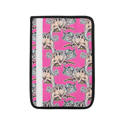 Chameleon lizard pattern pink background Car Seat Belt Cover