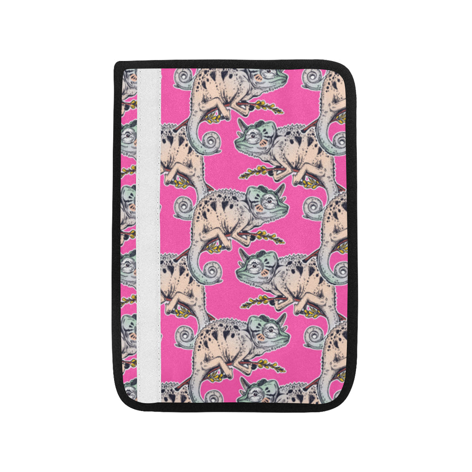 Chameleon lizard pattern pink background Car Seat Belt Cover