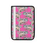 Chameleon lizard pattern pink background Car Seat Belt Cover