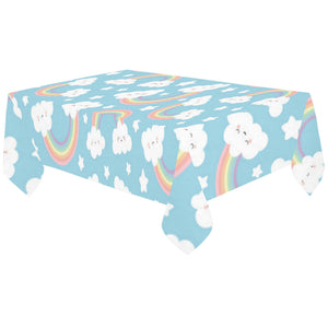 Cute rainbow clound star pattern blue background Tablecloth