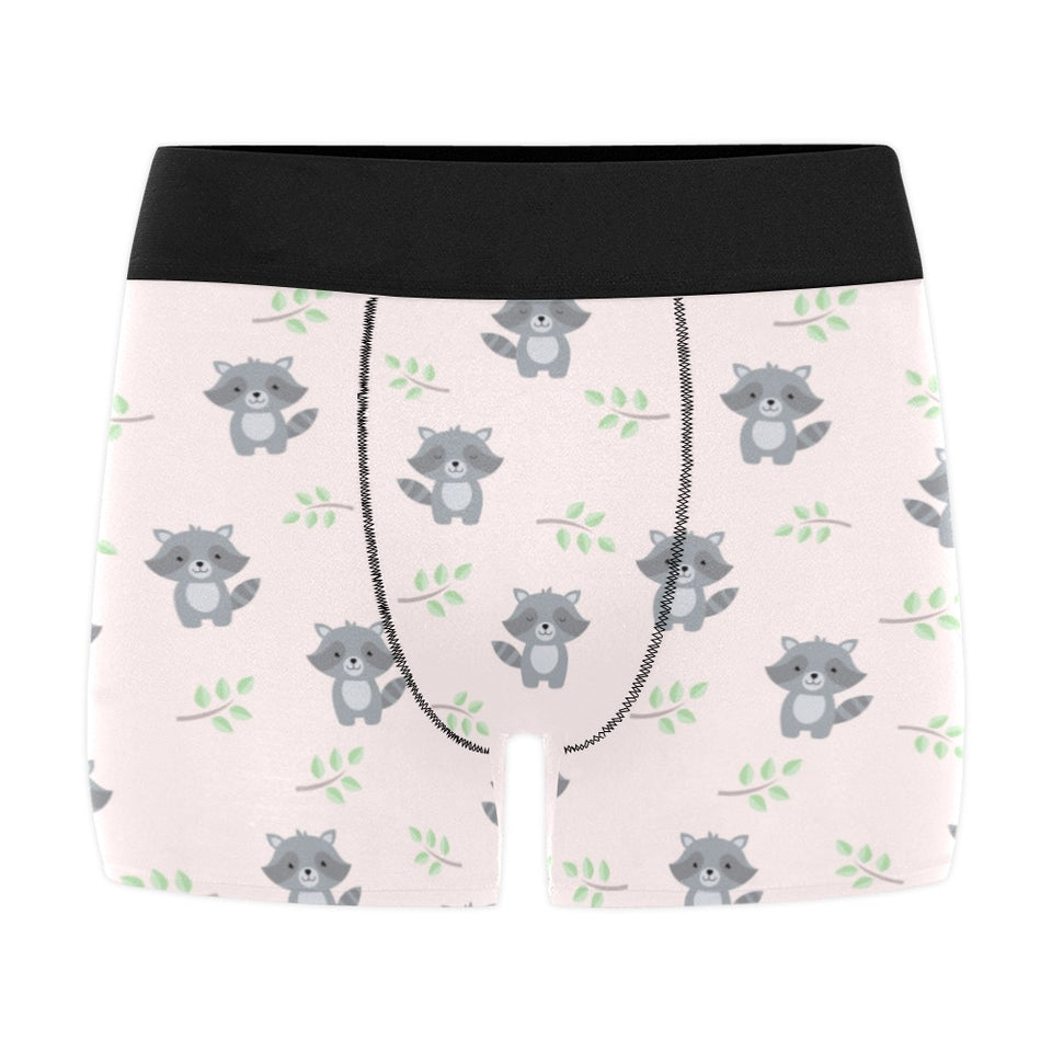 cute raccoons leaves pattern Men's All Over Print Boxer Briefs Men's Underwear