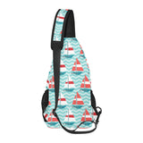 Red White sailboat wave background All Over Print Chest Bag