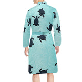 Sea turtle with blue ocean backgroud Men's Long Sleeve Belted Night Robe