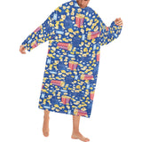 Popcorn Pattern Print Design 01 Blanket Robe with Sleeves