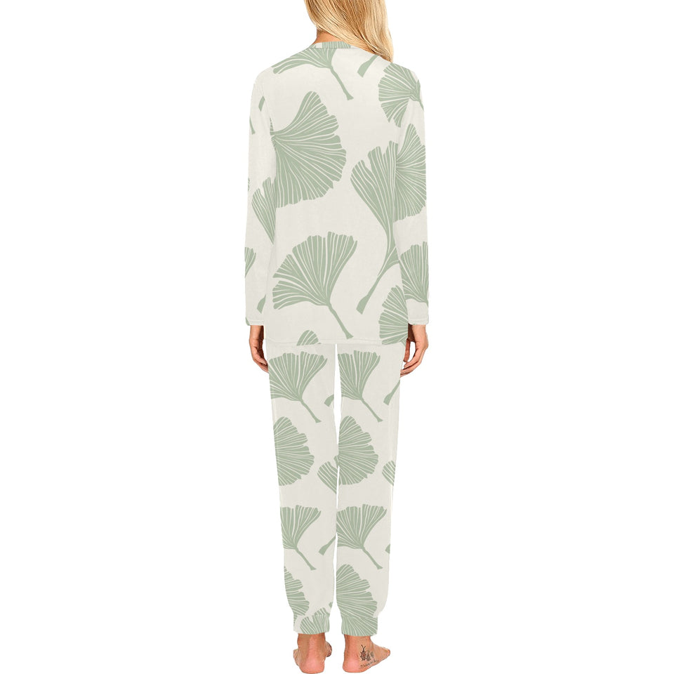 Ginkgo leaves pattern Women's All Over Print Pajama Set